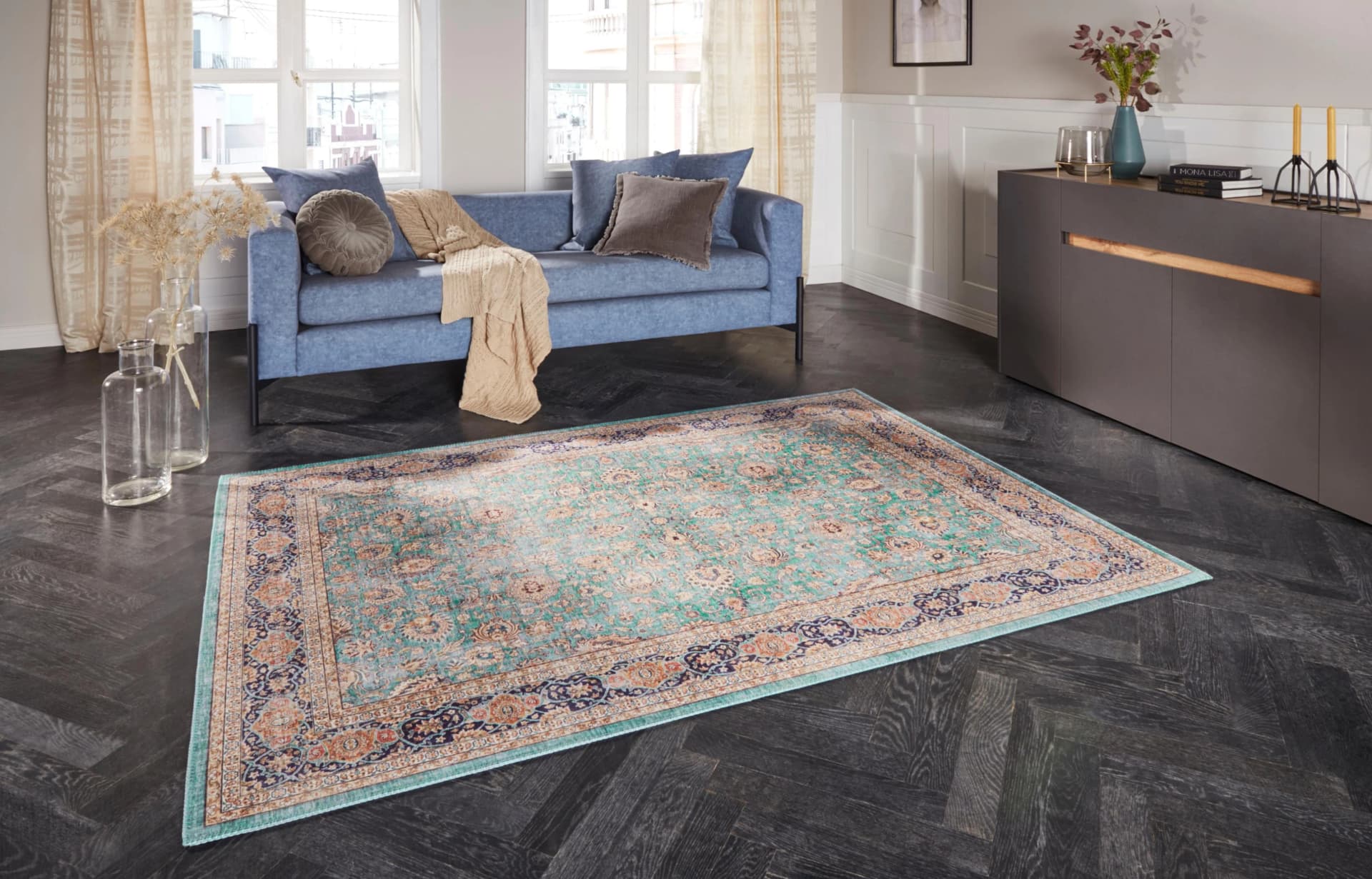 ELLE DECORATION Keshan Maschad Vintage Teppich Grün