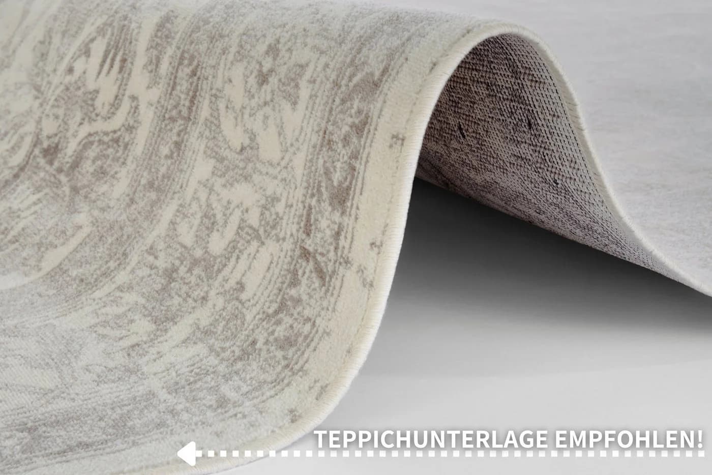 HANSE HOME Teppich Oriental Creme Grau Samt-Optik - Bild 4