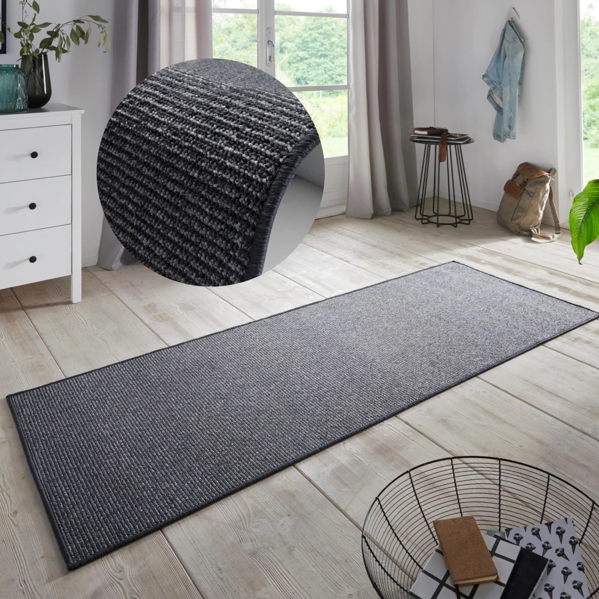 HANSE HOME Läufer Bouclé Anthrazit Sisal-Optik