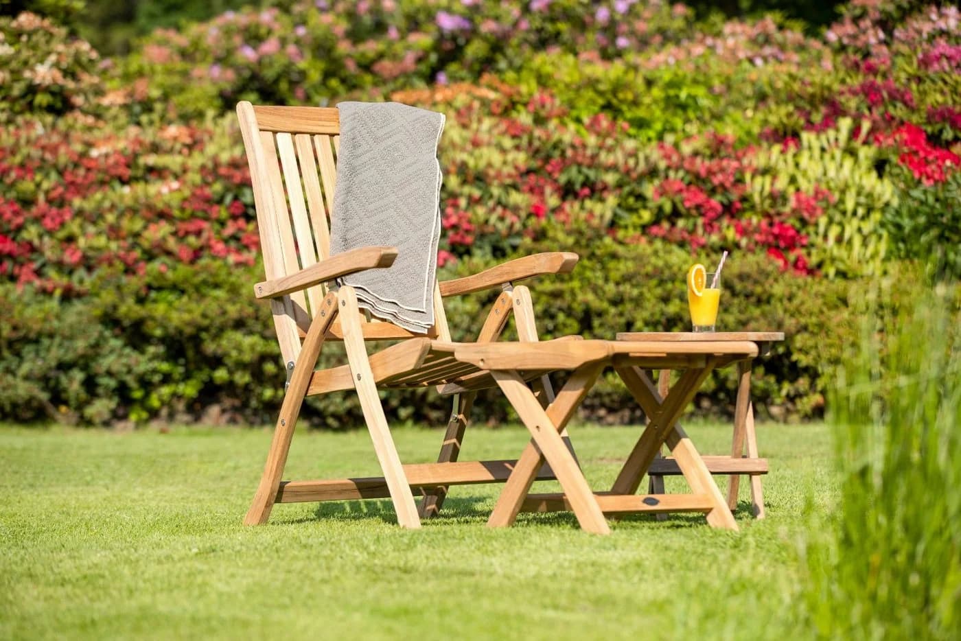 Kai Wiechmann Verstellbarer Teak Hochlehner Gartenstuhl Klappsessel - Bild 5
