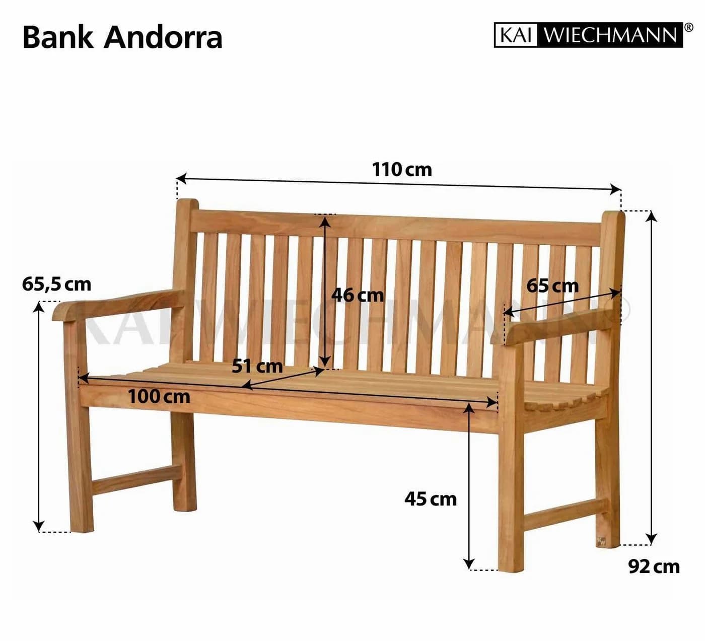 Kai Wiechmann Gartenbank Andorra Massivholz Teak wetterfest - Bild 4