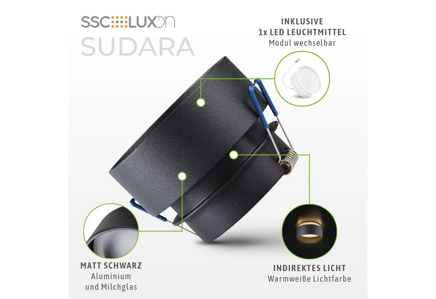 SSC-LUXon Sudara LED Aufbaustrahler Schwarz mit LumiFLEX Lichtfarbwahl - Bild 4