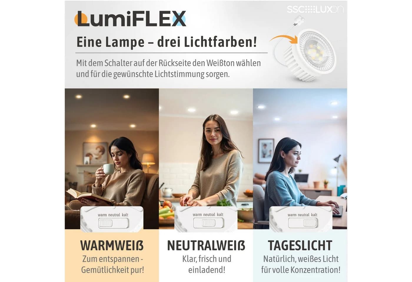 SSC-LUXon Sudara LED Aufbaustrahler Schwarz mit LumiFLEX Lichtfarbwahl - Bild 5
