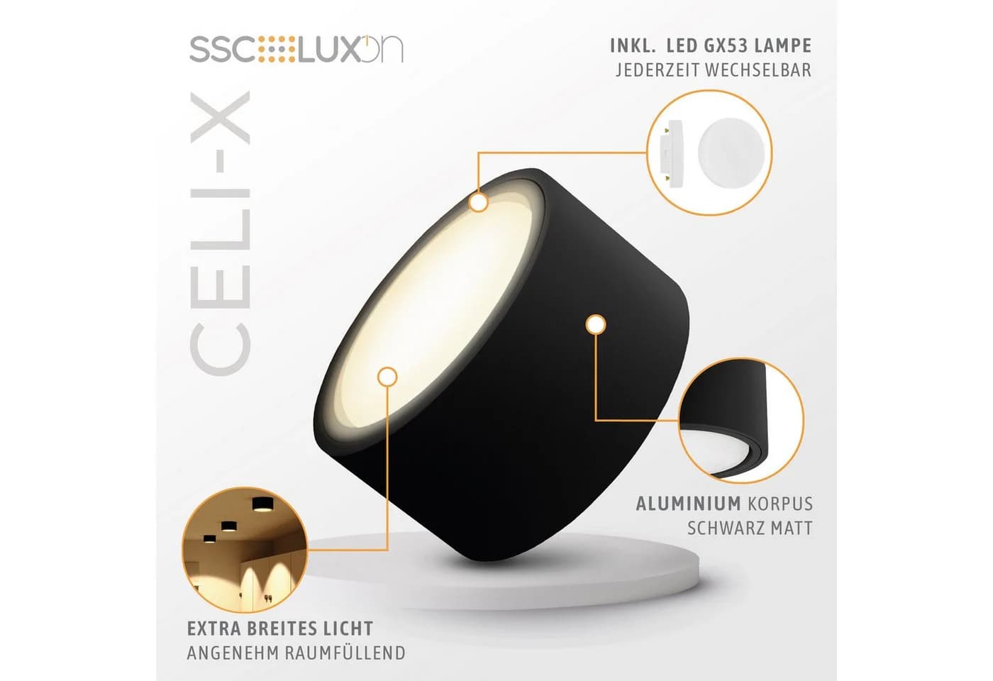 SSC-LUXon LED Aufbaustrahler CELI-X Flach Schwarz - Bild 4