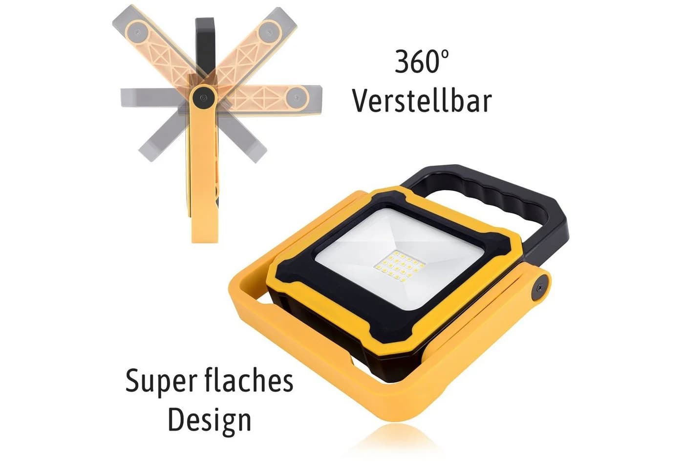 SSC-LUXon LED Akku Baustrahler 10W mit Powerbank - Gelb/Schwarz