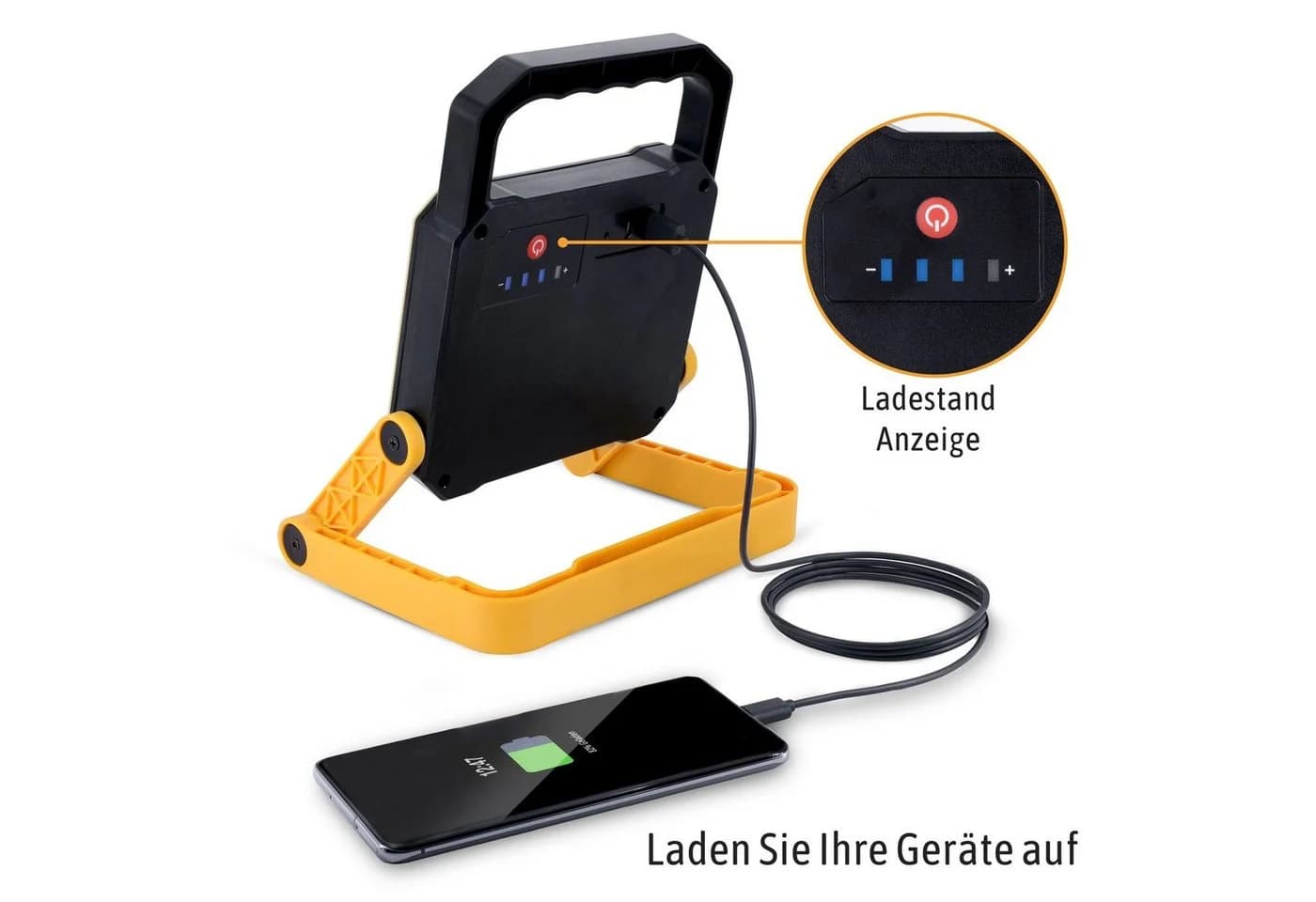 SSC-LUXon LED Akku Baustrahler 10W mit Powerbank - Gelb/Schwarz - Bild 4