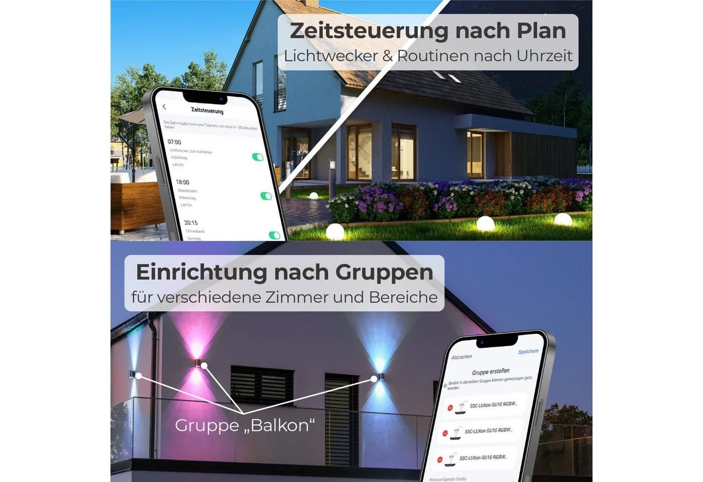 SSC-LUXon LED Außen-Wandleuchte Grau Smart RGB WLAN Dimmbar - Bild 5