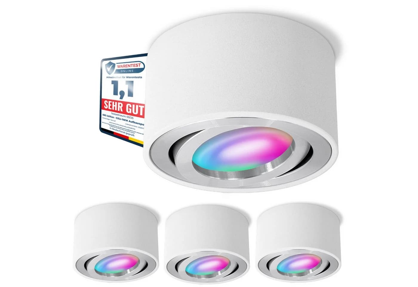 SSC-LUXon LED Aufbaustrahler CELI-1W Weiß Schwenkbar RGB WLAN Dimmbar - Bild 2