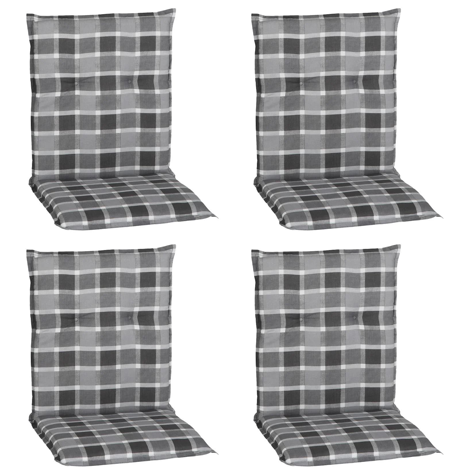 NYVI Gartenstuhl-Auflage Barcelona 4er Set Grau Anthrazit Karo