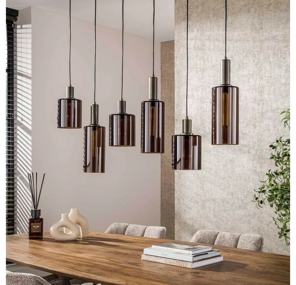 famlights Pendelleuchte Geli Braun E27 6-flammig dimmbar