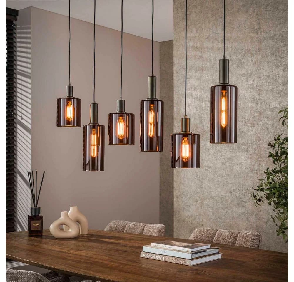 famlights Pendelleuchte Geli Braun E27 6-flammig dimmbar - Bild 2