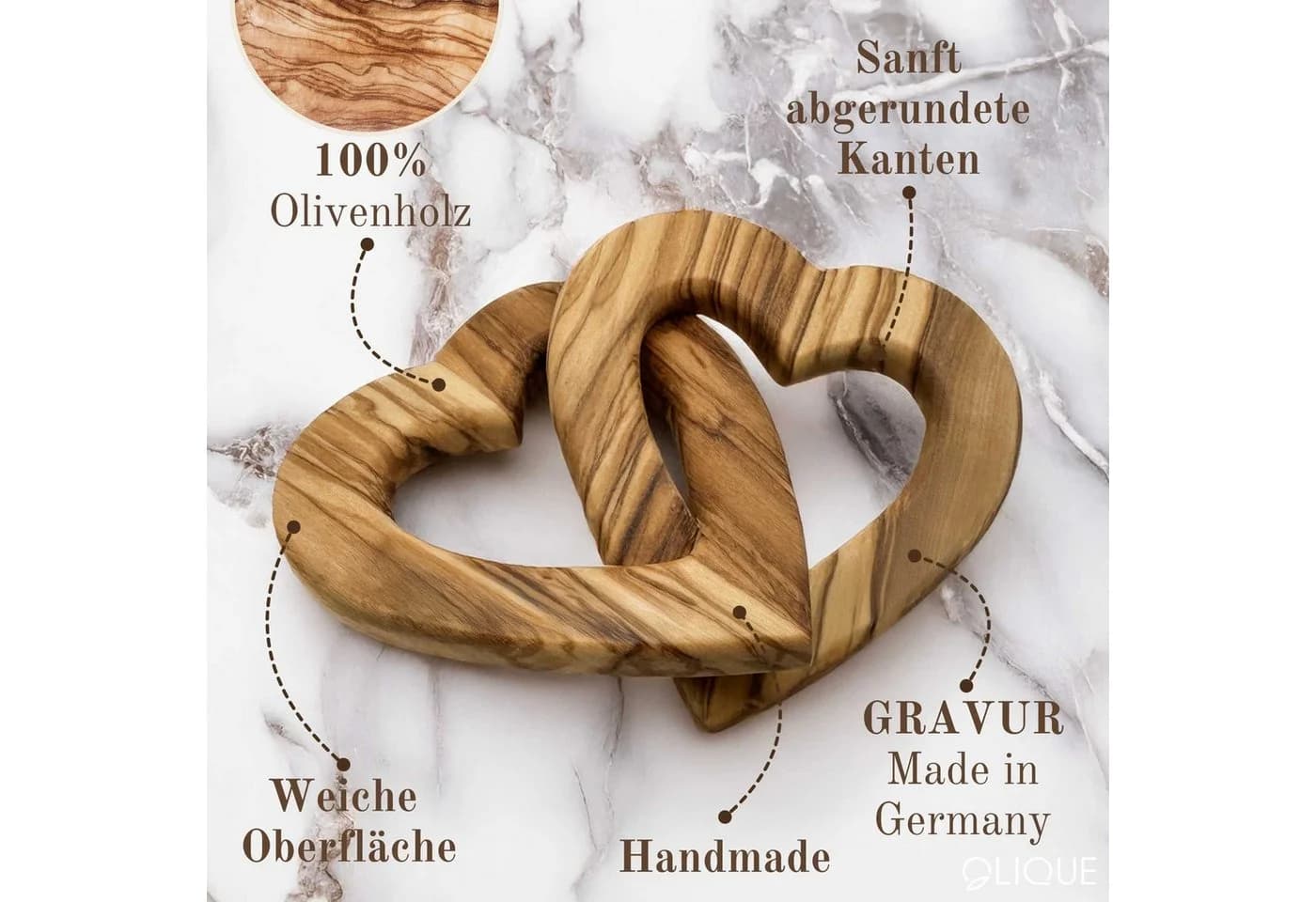 OLIQUE Dekofigur Verbundenes Herz aus Olivenholz – Symbol der Liebe und Verbundenheit - Bild 4