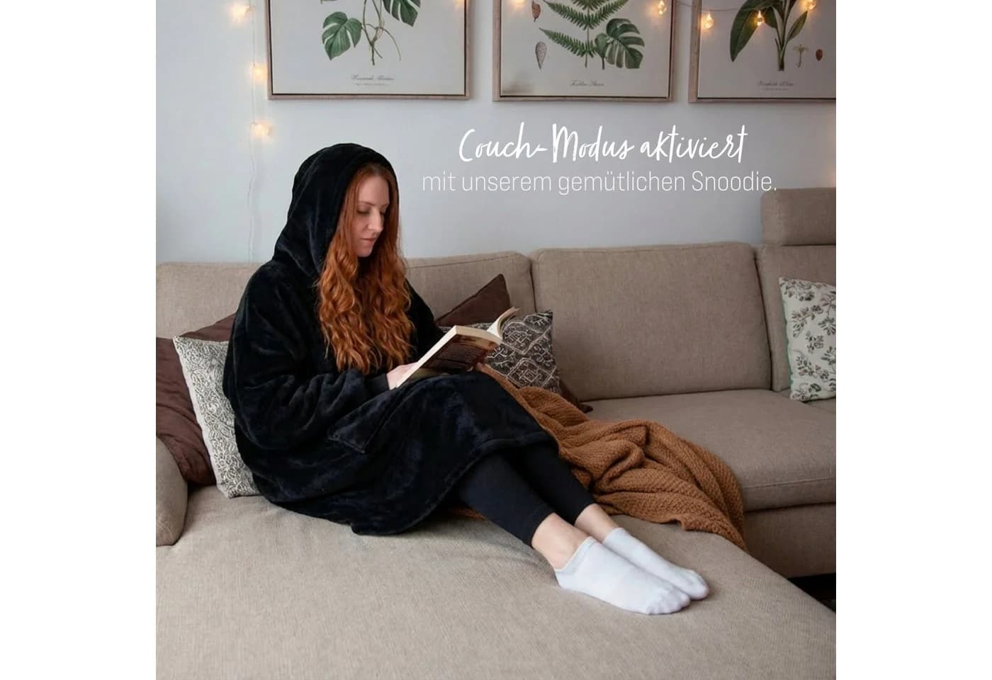 my STITCHERY Wohndecke Hoodie Schwarz Personalisiert Sherpa mit Ärmeln - Bild 4