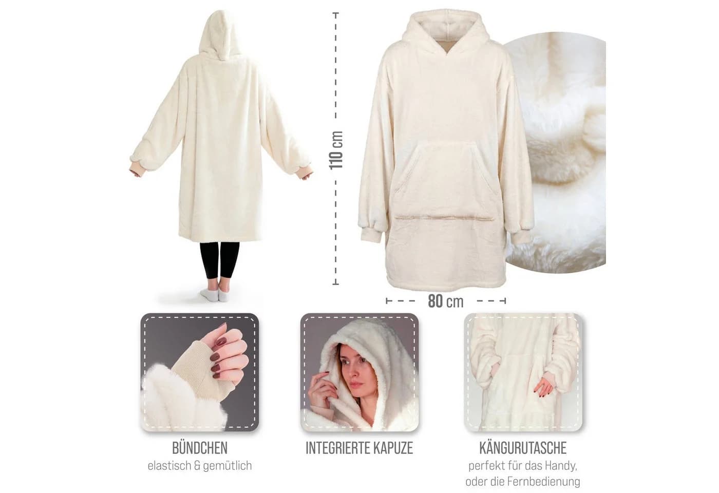 Hoodie Decke Personalisiert Sherpa mit Ärmeln - my STITCHERY - Bild 3