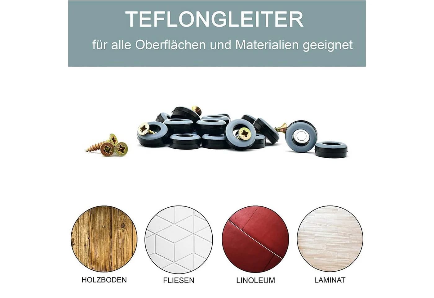 Store HD Möbelfuß Möbelgleiter 20 mm Teflon 20 Stück - Bild 5