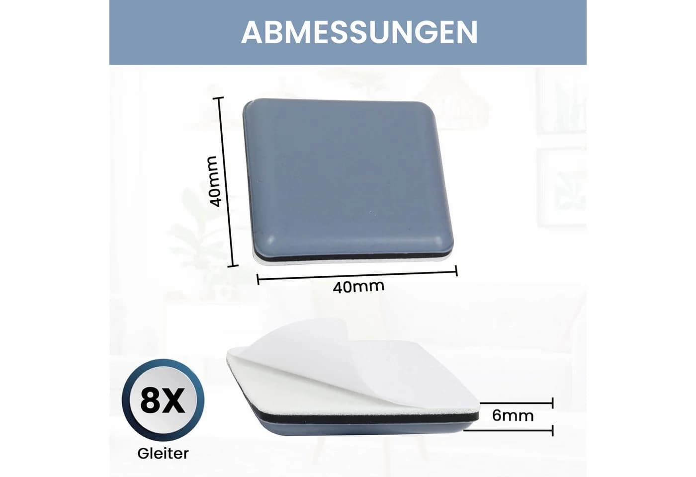 store HD Möbelfüße 40x40 mm selbstklebend Blau 8er Pack