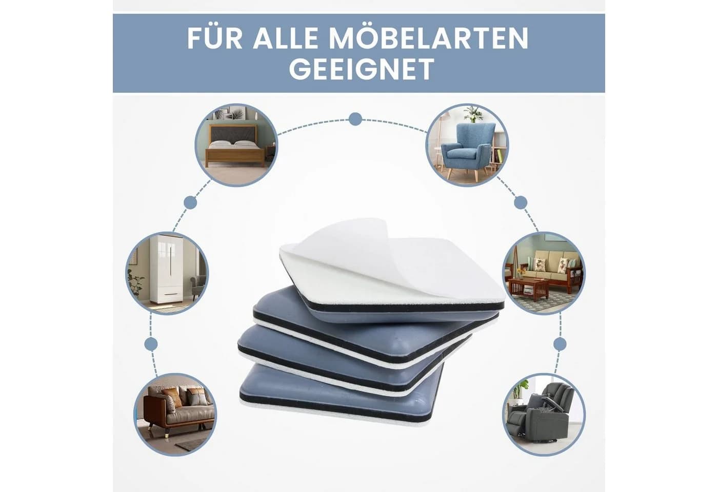 store HD Möbelfüße 40x40 mm selbstklebend Blau 8er Pack - Bild 4
