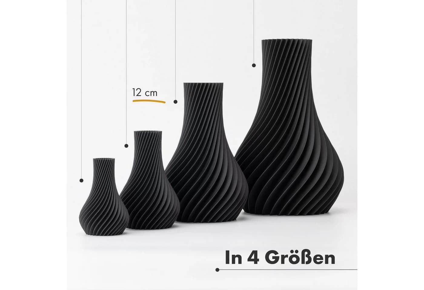 natumo Tischvase Pirum Schwarz 12 cm Spiralförmig