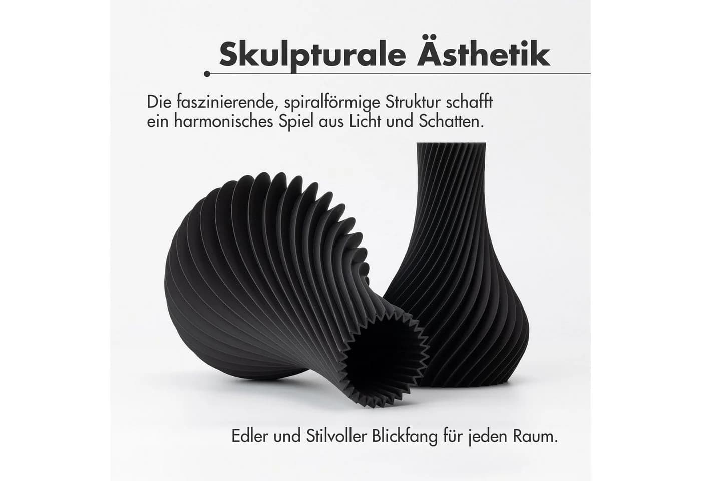 natumo Tischvase Pirum Schwarz 12 cm Spiralförmig - Bild 3