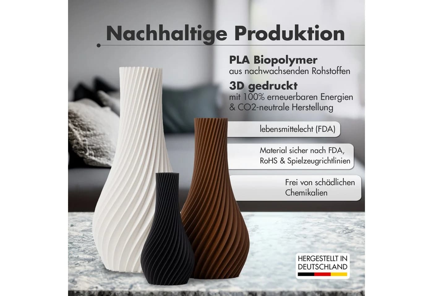 natumo Tischvase Longi Weiß 12 cm Spiraldesign - Bild 4