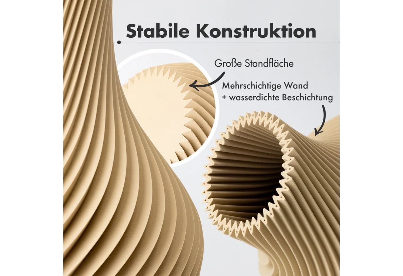 natumo Tischvase Bulba Beige Spiralförmig Design - Bild 3