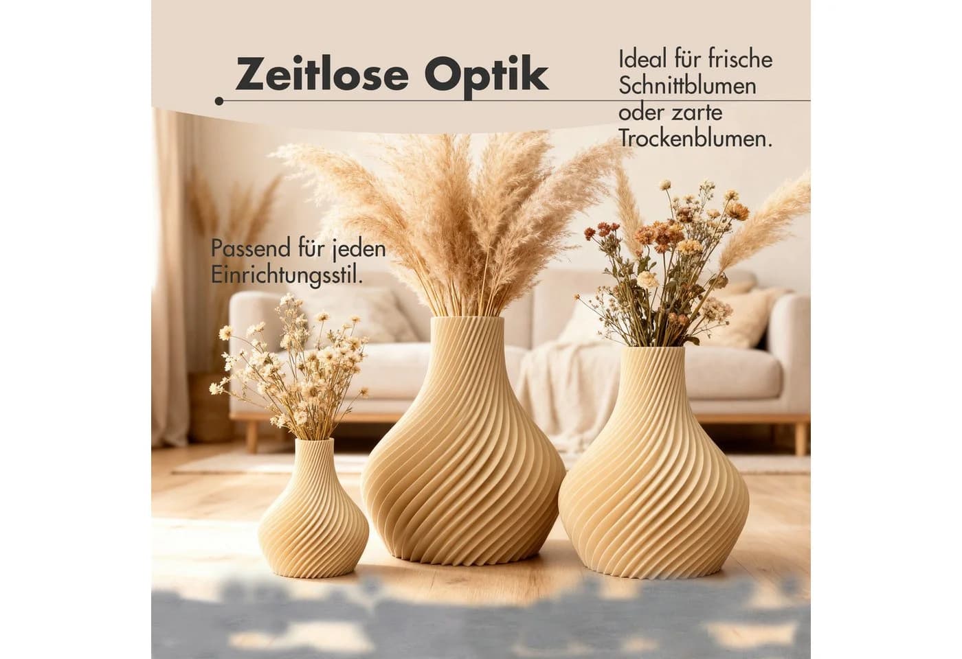 natumo Tischvase Bulba Beige Spiralförmig Design - Bild 5