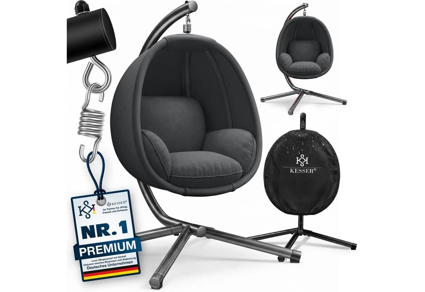 KESSER Luxe Hängesessel mit Gestell Anthrazit Indoor Outdoor - Bild 2