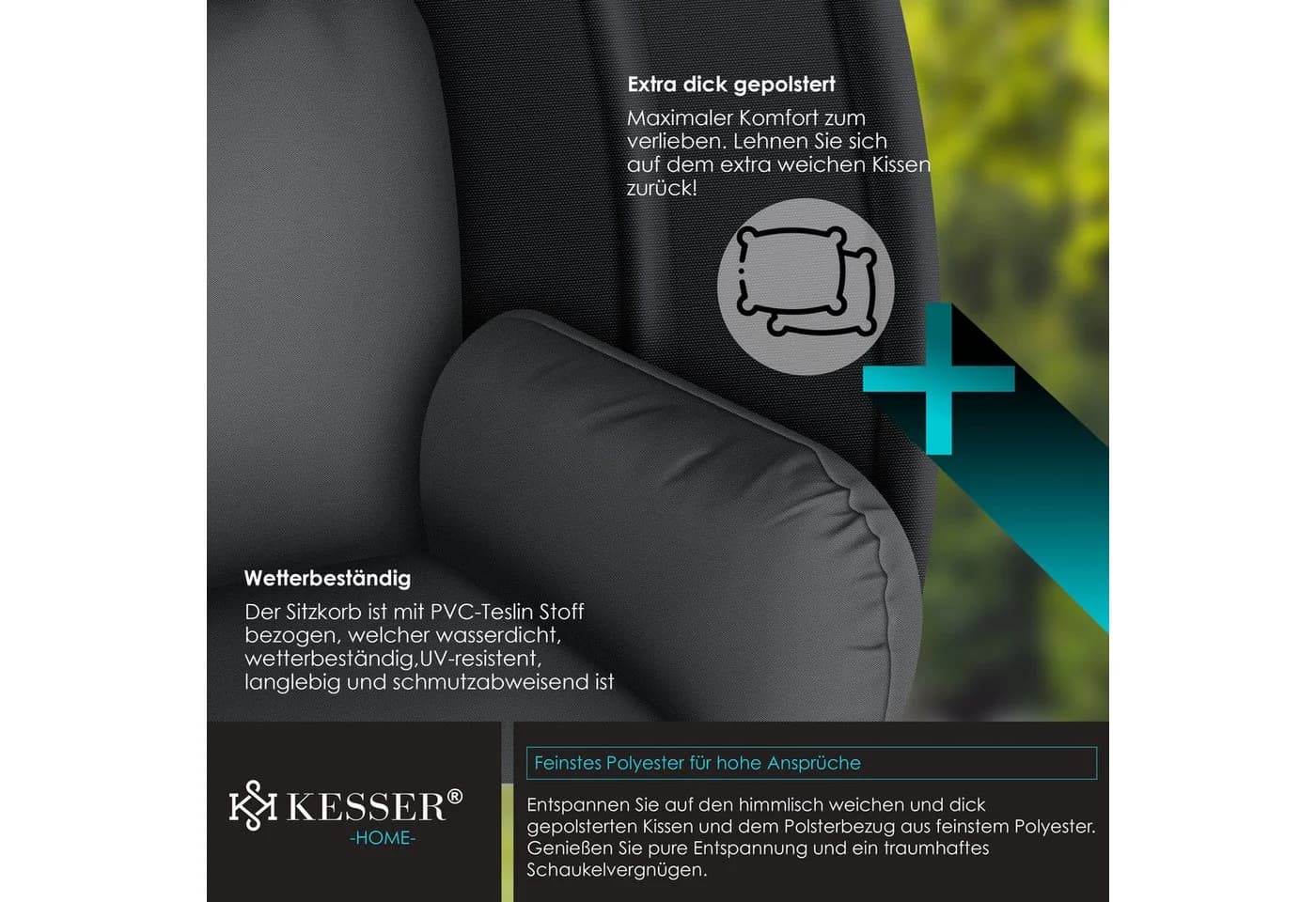 KESSER Luxe Hängesessel mit Gestell Anthrazit Indoor Outdoor - Bild 4