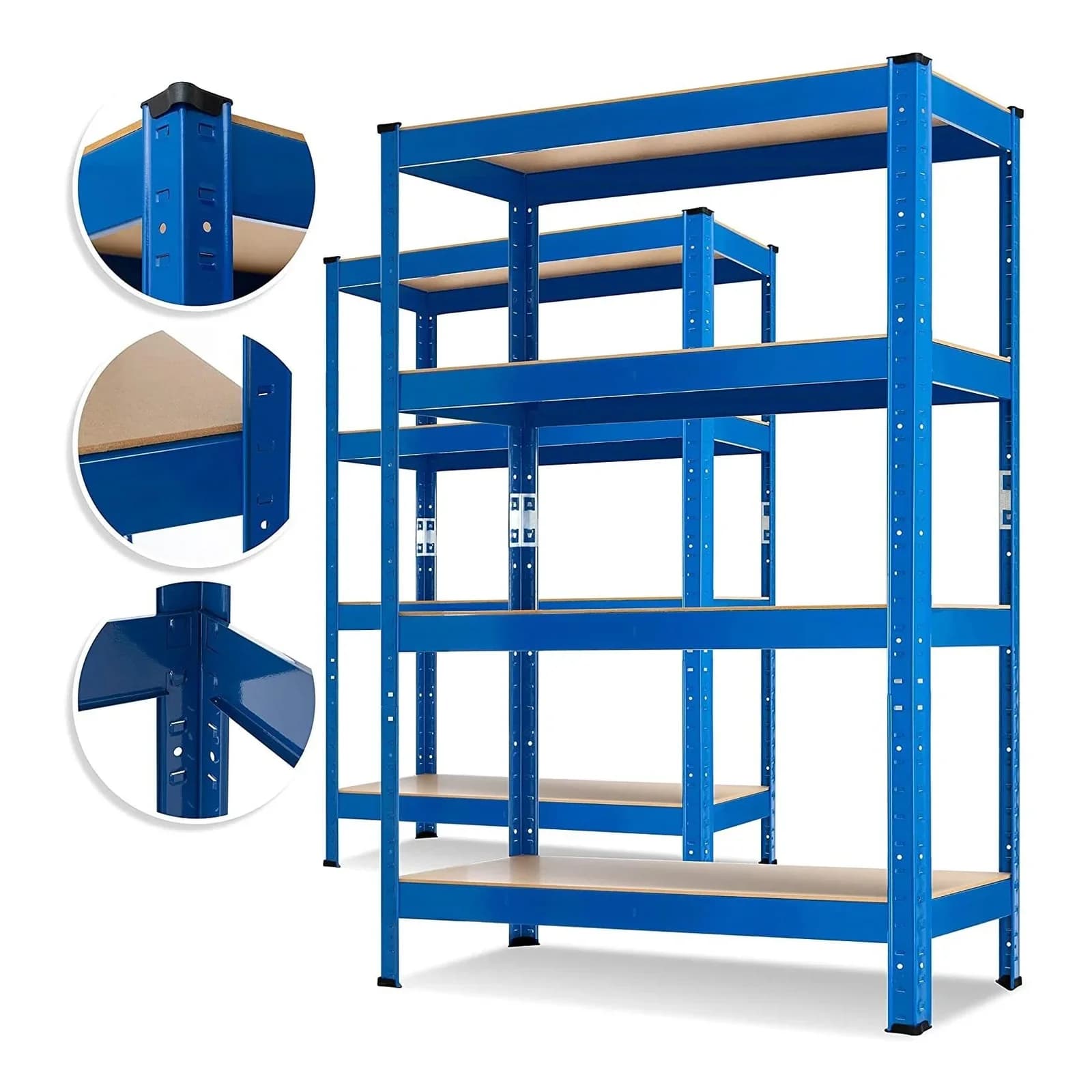 MASKO 2er-Set Lagerregal Schwerlastregal Metall MDF Grau