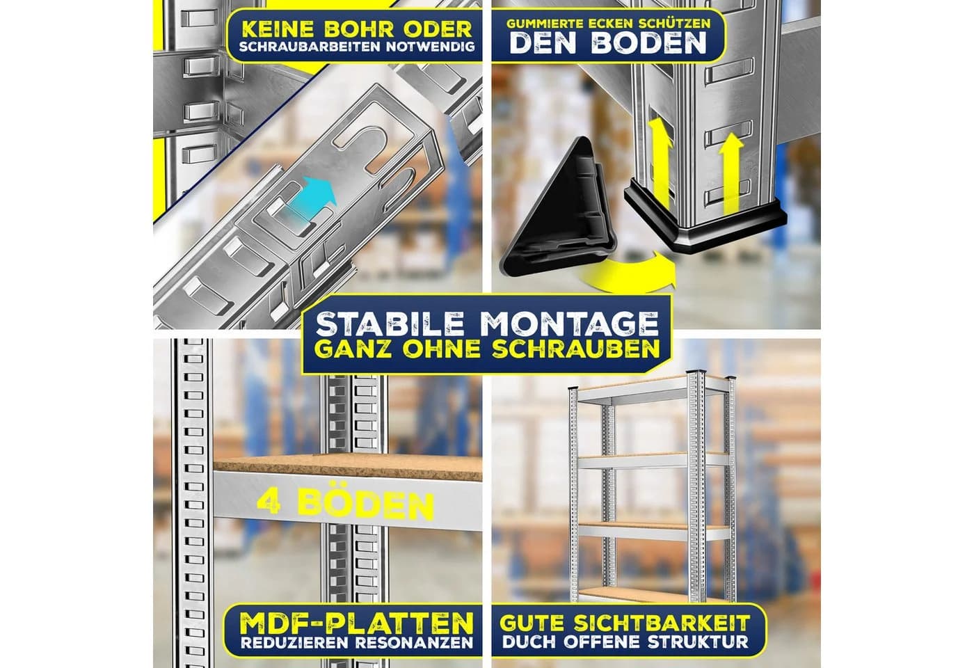 MASKO Schwerlastregal 2er-Set mit verstellbaren MDF-Ablagen - Bild 4