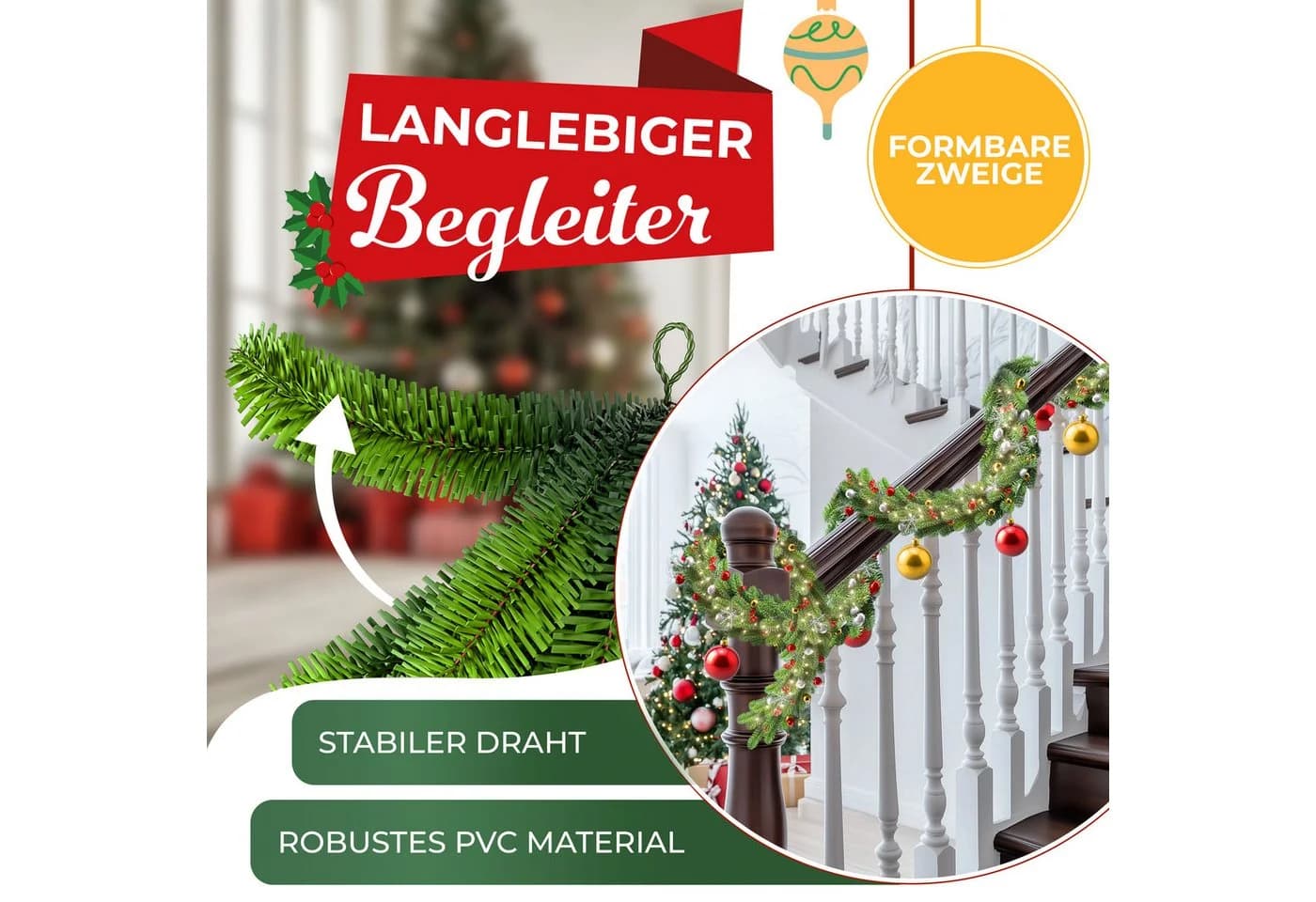 KESSER Kunstgirlande LED Girlande 5m Naturgrün - Bild 4