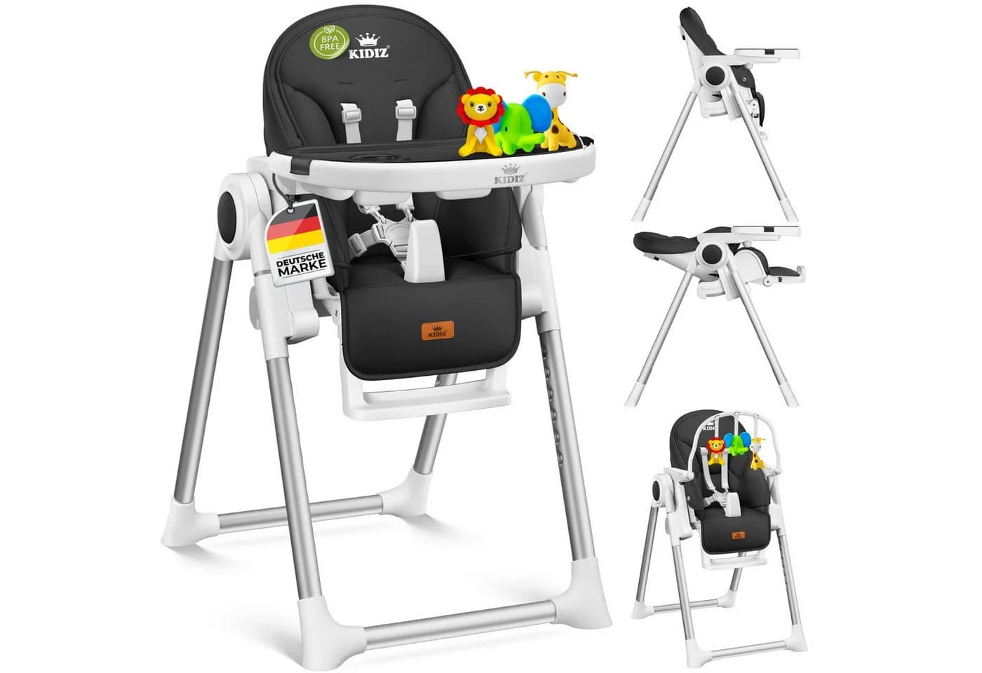 KIDIZ 3in1 Hochstuhl Kinderhochstuhl inkl. Spielbügel, Babyliege, Kombihochstuhl, 7 höhenverstellbar, Verstellbare Rückenlehne, Mitwachsend ab 0 Monate bis 6 Jahre - Bild 3