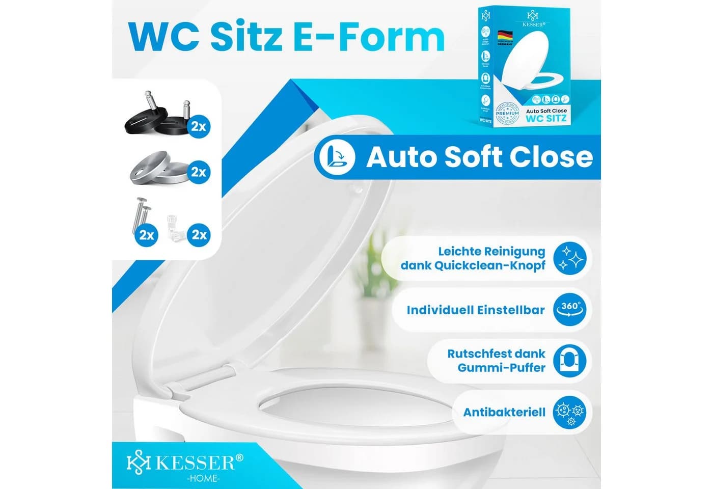 KESSER WC-Sitz Duroplast mit SoftClose & Click-n’-Clean Weiß