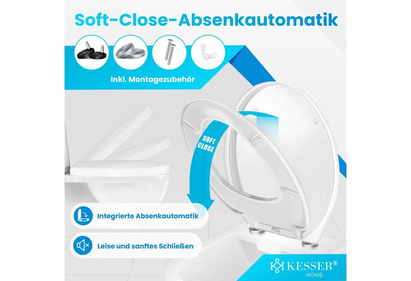 KESSER WC-Sitz Duroplast mit SoftClose & Click-n’-Clean Weiß - Bild 3