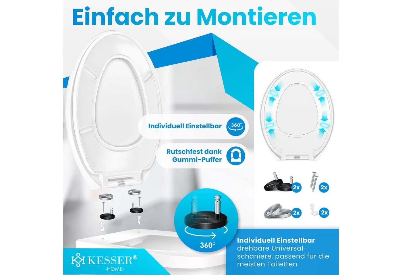 KESSER WC-Sitz Duroplast mit SoftClose & Click-n’-Clean Weiß - Bild 5