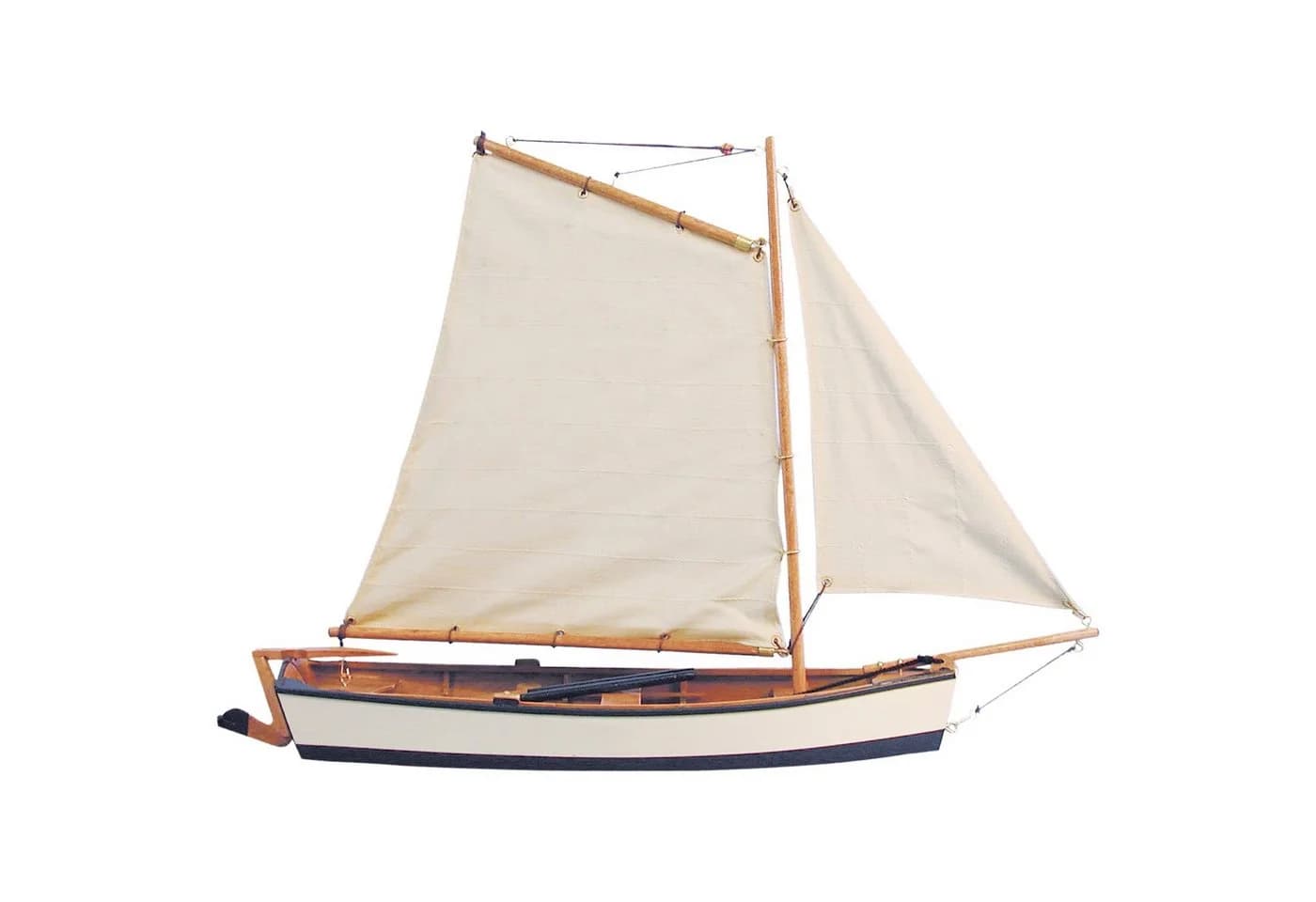 Aubaho Dekoobjekt Fischerboot Modellschiff aus Holz