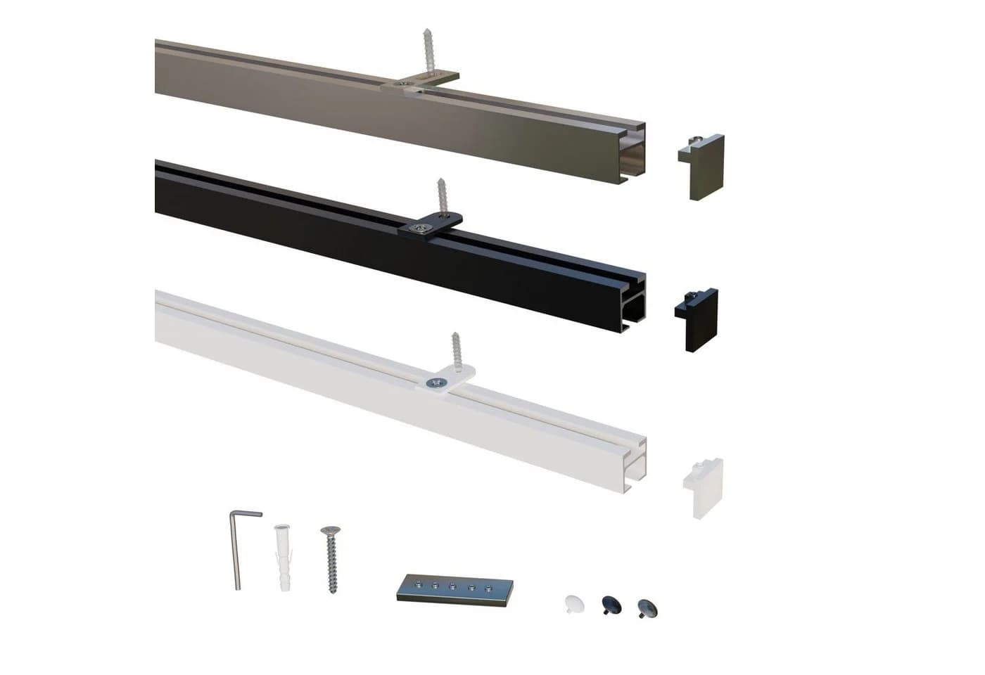 Gardineum Innenlaufstange 20x20mm Aluminium mit Deckenträger - Bild 2
