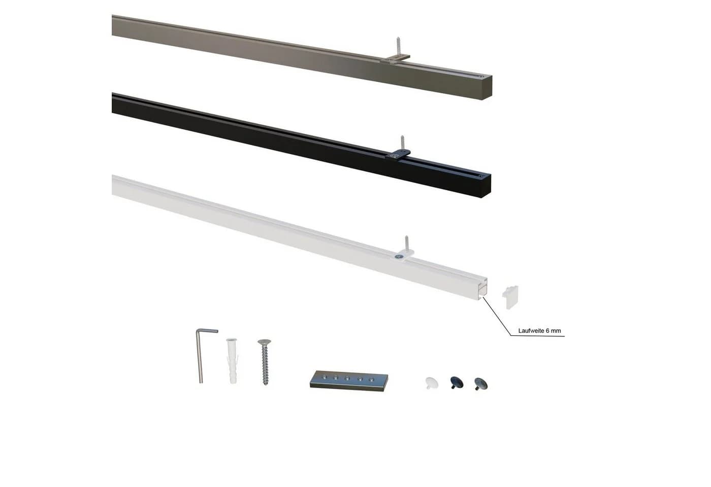 Gardineum Innenlaufstange 20x20mm Aluminium mit Deckenträger - Bild 5