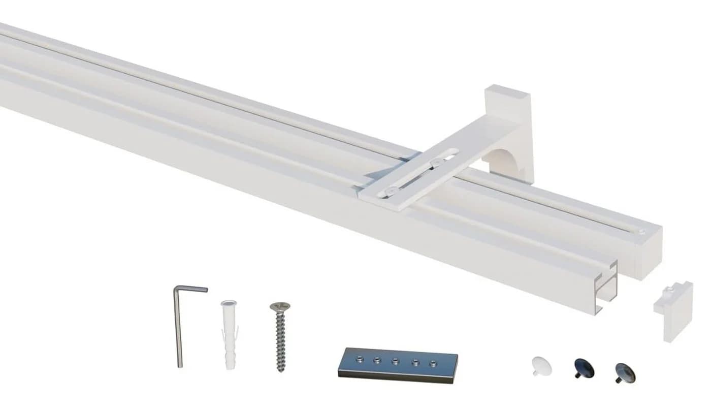 Gardineum Innenlaufschiene 20x20mm Aluminium 2-Lauf weiß