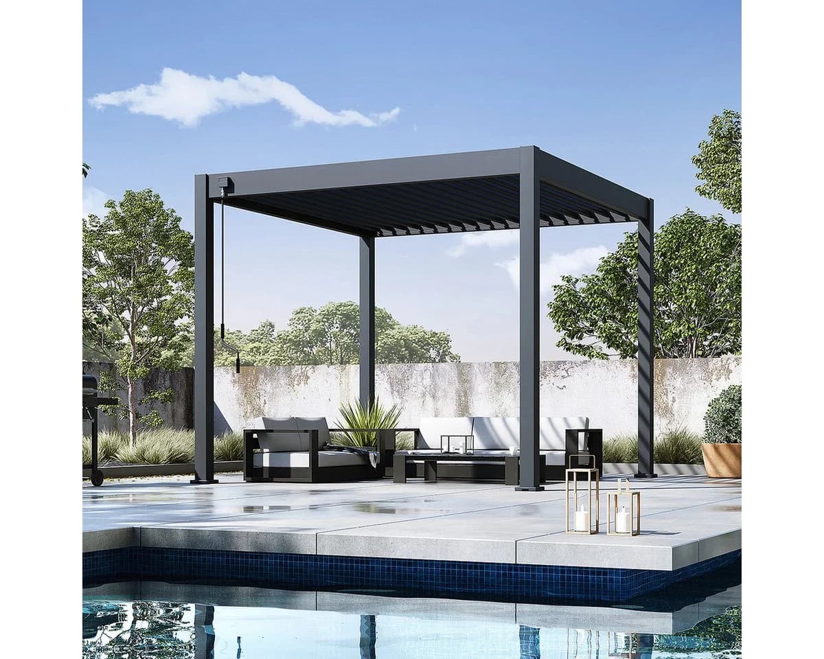 Weide Pergola Classic Pavillon Anthrazit Aluminium mit Lamellen