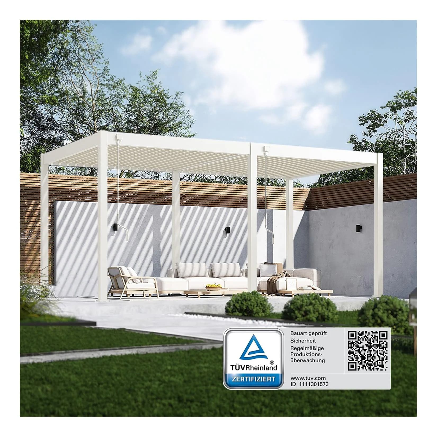 Weide Classic Pergola Aluminium freistehend Lamellendach weiß - Bild 2