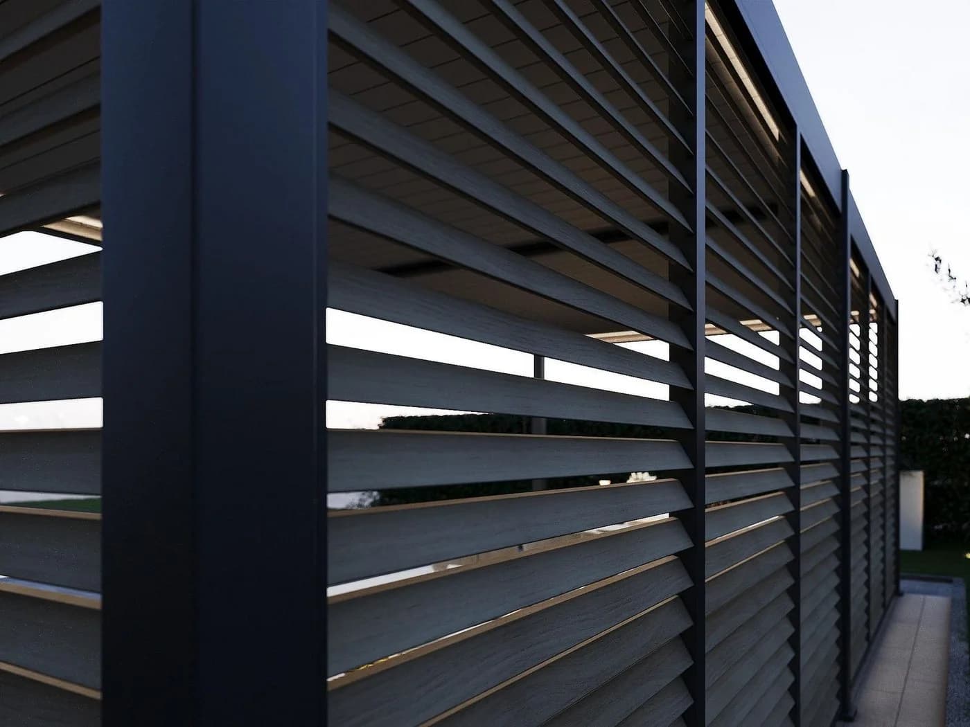 Weide Pavillonseitenteil Lamellenwand Holzoptik Aluminium - Bild 5