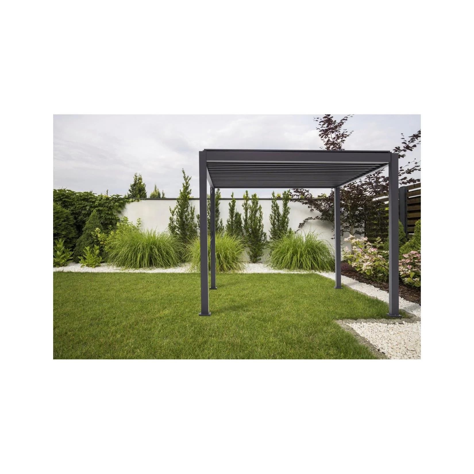 PergoLine Trumpf Terrassenüberdachung freistehend mit einstellbarem Stahl-Lamellendach