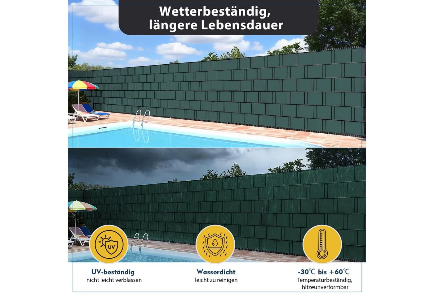 Sekey PVC Sichtschutzstreifen blickdicht für Doppelstabmatten Zaun Grün - Bild 3