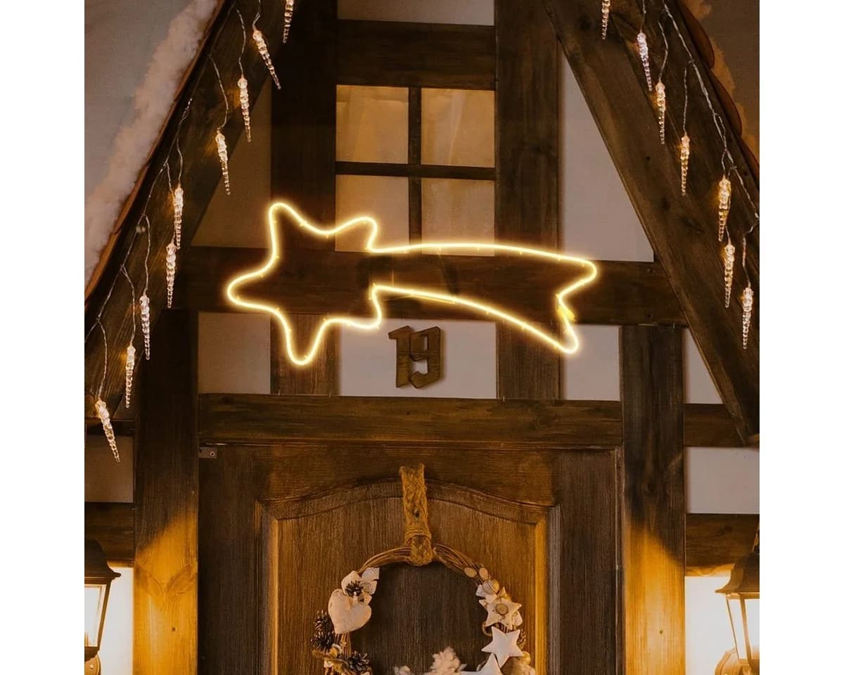 Salcar LED-Lichterkette 70cm 240er LED Neonlicht Stern Außen Sternschnuppe Weihnachtslicht - Bild 4