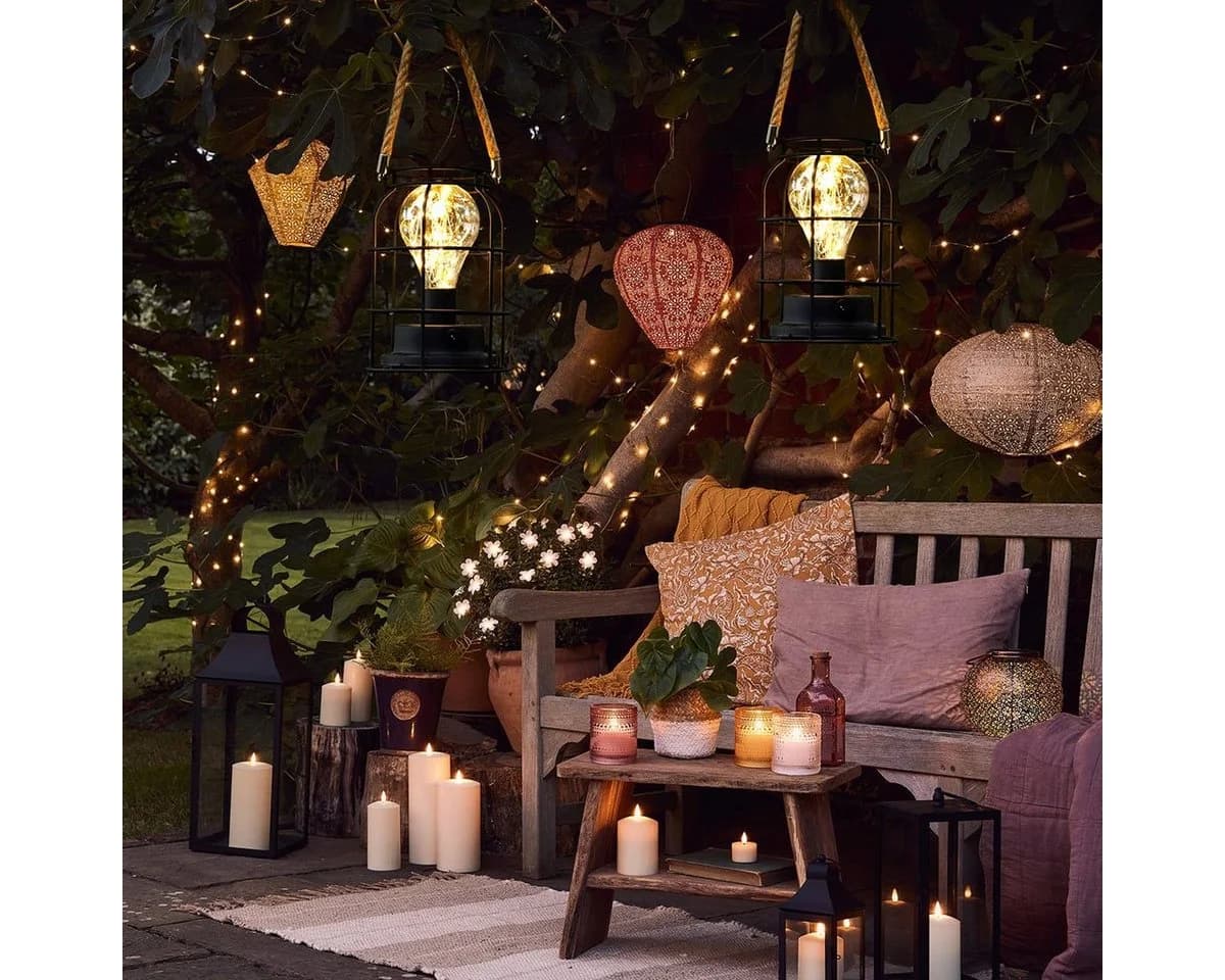 Salcar LED-Gartenlaterne Warmweiß Batteriebetrieben Hängeleuchte - Bild 3