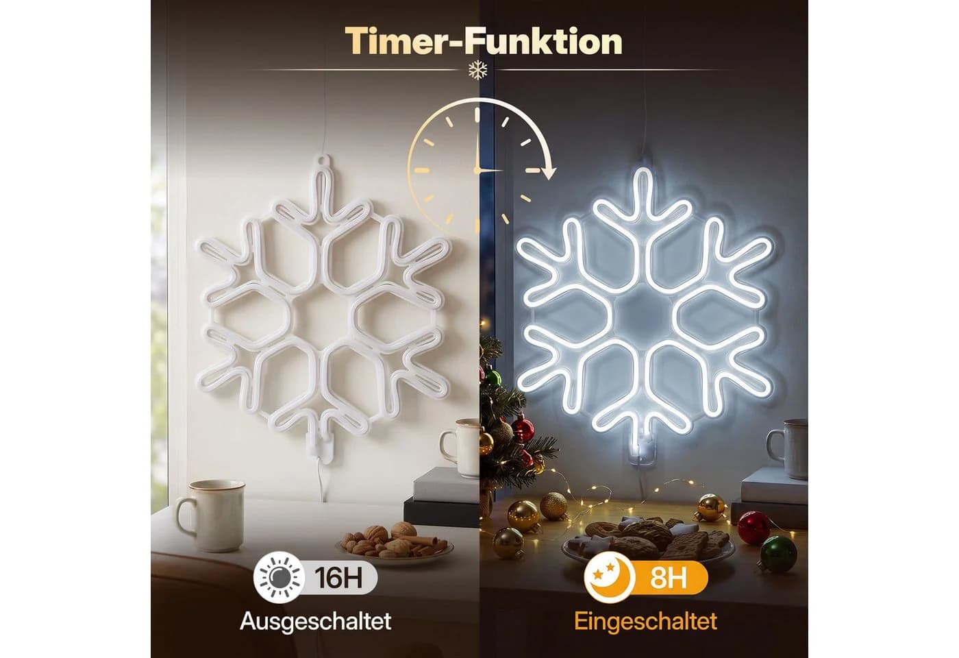 Salcar LED Dekolicht Schneeflocke Neonlicht Kaltweiß 40cm - Bild 4