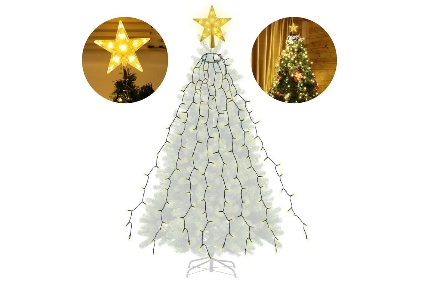 Salcar LED-Lichterkette mit Sternspitze, 8 Girlanden, 9 Modi - Bild 2