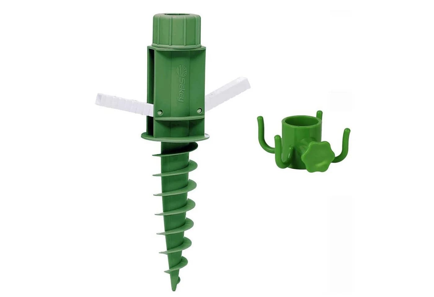 Sekey Sonnenschirmhalter Bodendübel mit Haken, für Stöcke bis Ø 32 mm, Grün/Weiß - Bild 2