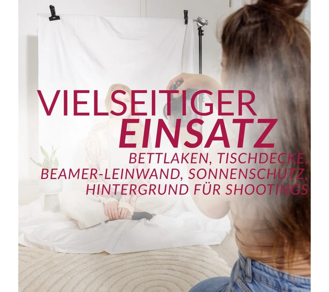Clinotest Bettlaken ohne Gummizug 100% Baumwolle Weiß Kochfest - Bild 3